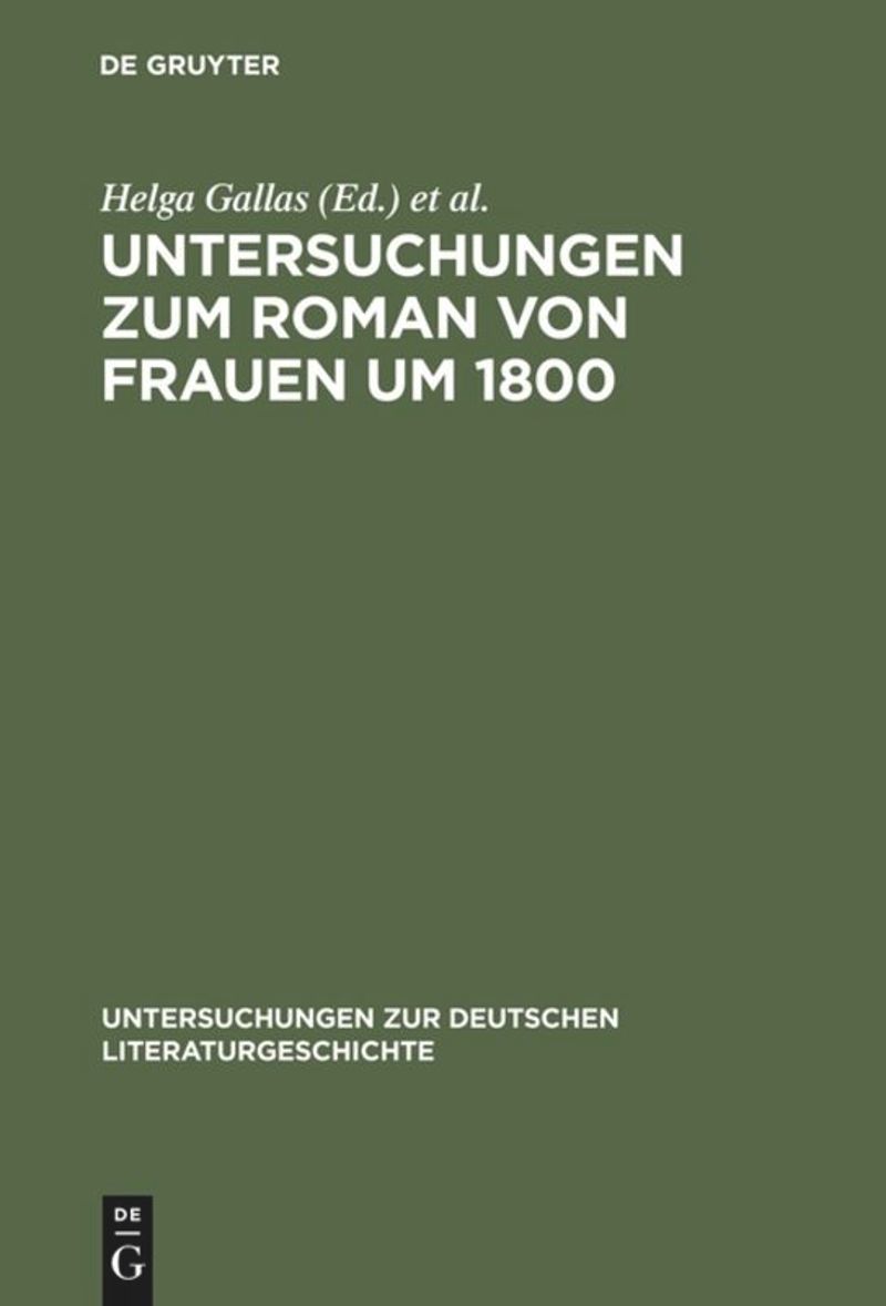 book: Untersuchungen zum Roman von Frauen um 1800