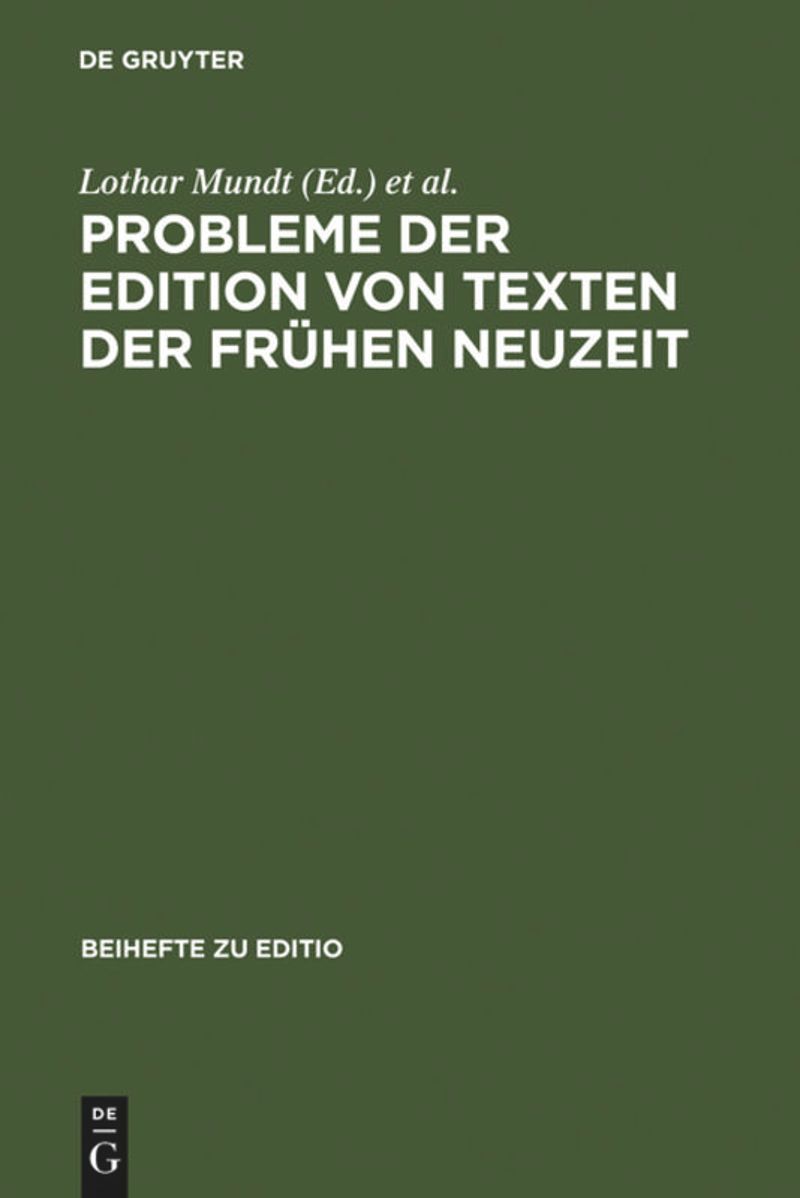 book: Probleme der Edition von Texten der frühen Neuzeit