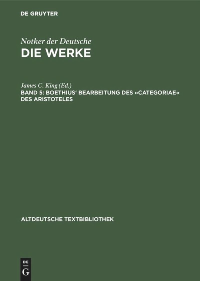 book: Band 5 Boethius' Bearbeitung des »Categoriae« des Aristoteles