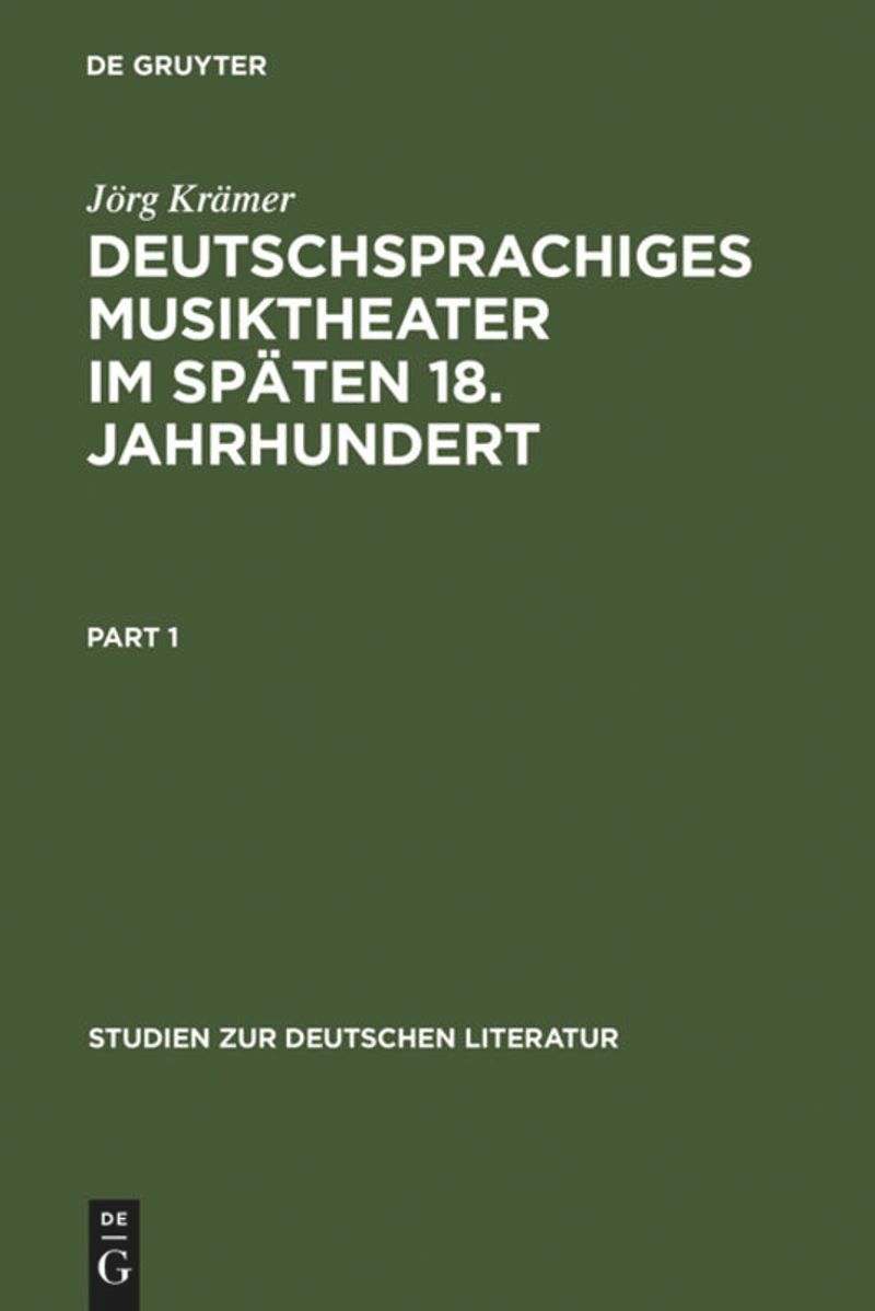 book: Deutschsprachiges Musiktheater im späten 18. Jahrhundert