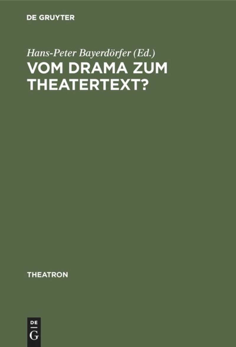 book: Vom Drama zum Theatertext?