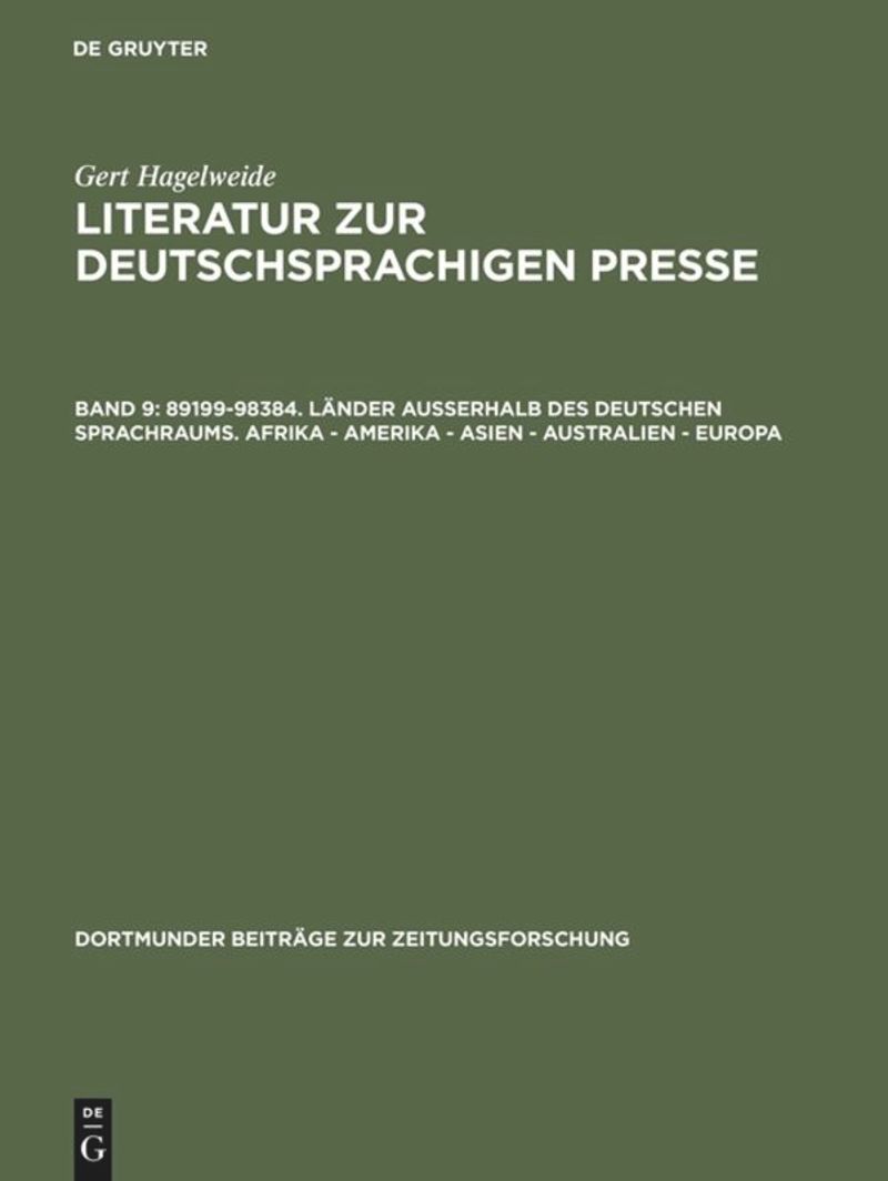 book: Band 9 89199–98384. Länder außerhalb des deutschen Sprachraums. Afrika - Amerika - Asien - Australien - Europa