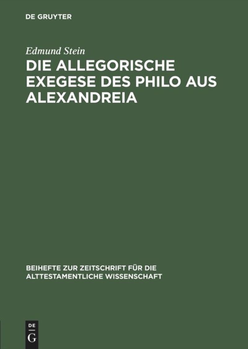 book: Die allegorische Exegese des Philo aus Alexandreia