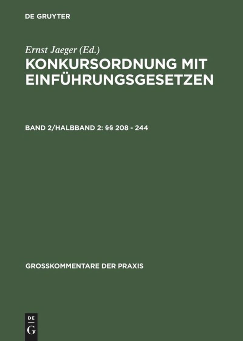 book: Band 2/Halbband 2 §§ 208 - 244