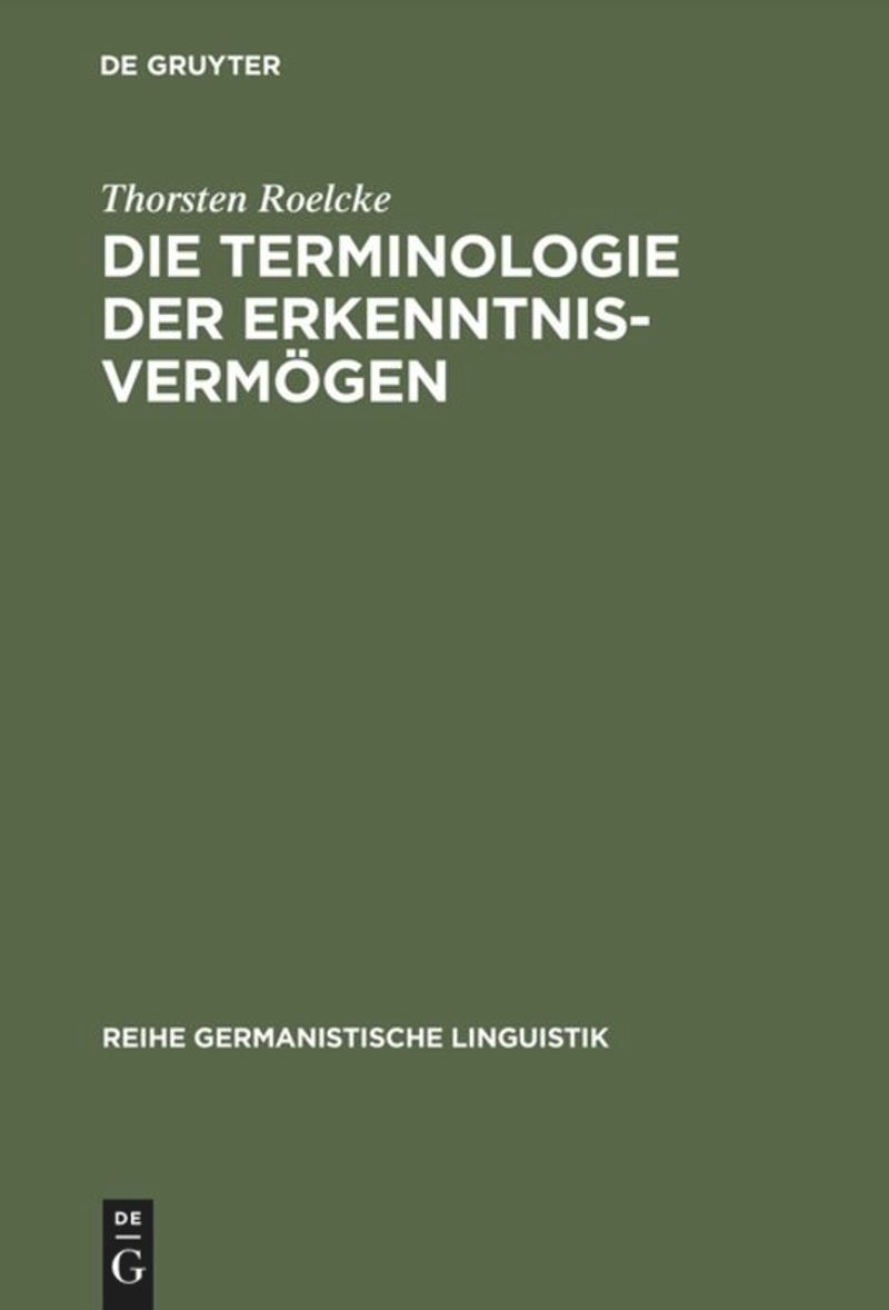 book: Die Terminologie der Erkenntnisvermögen
