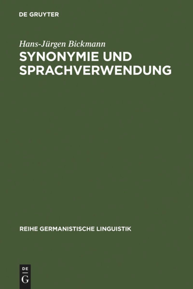 book: Synonymie und Sprachverwendung