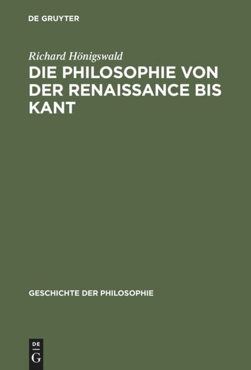 book: Die Philosophie von der Renaissance bis Kant