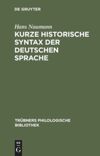 book: Kurze historische Syntax der deutschen Sprache