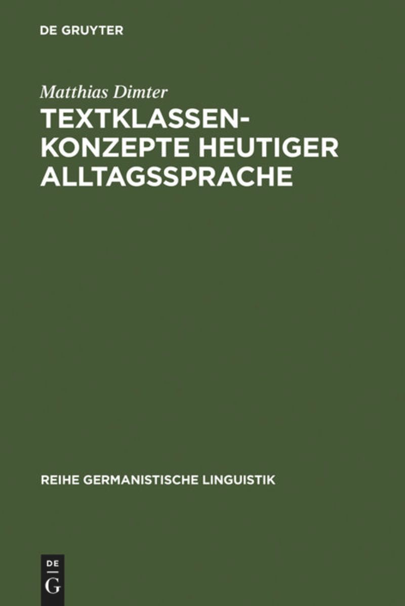 book: Textklassenkonzepte heutiger Alltagssprache