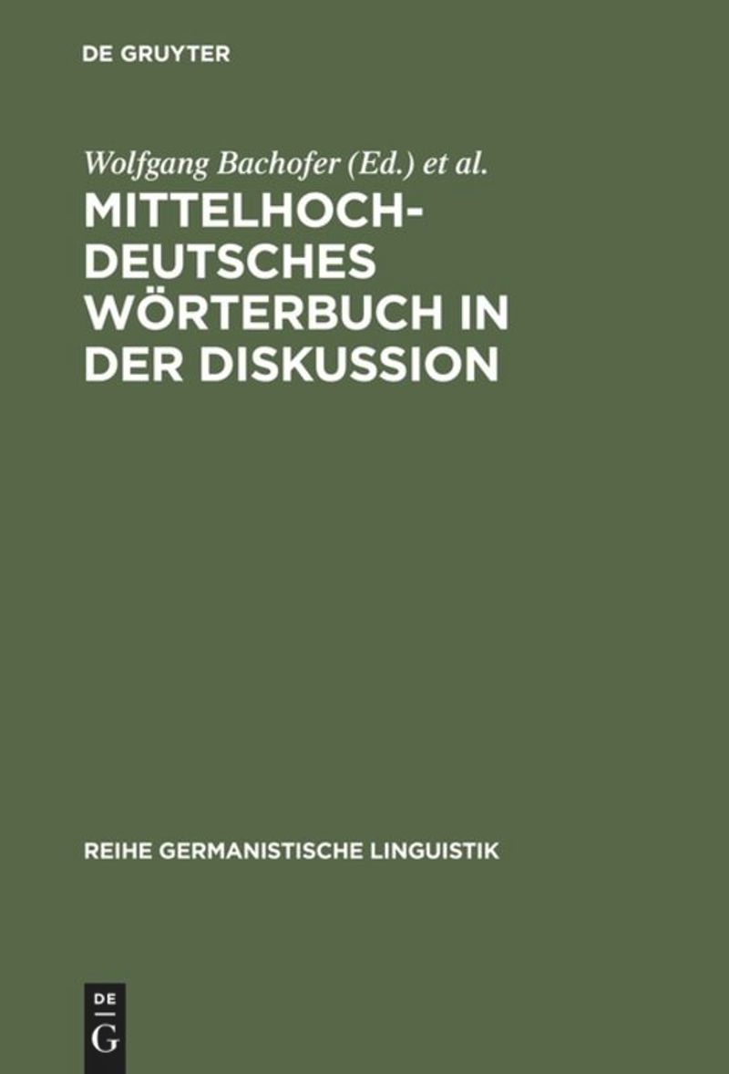 book: Mittelhochdeutsches Wörterbuch in der Diskussion