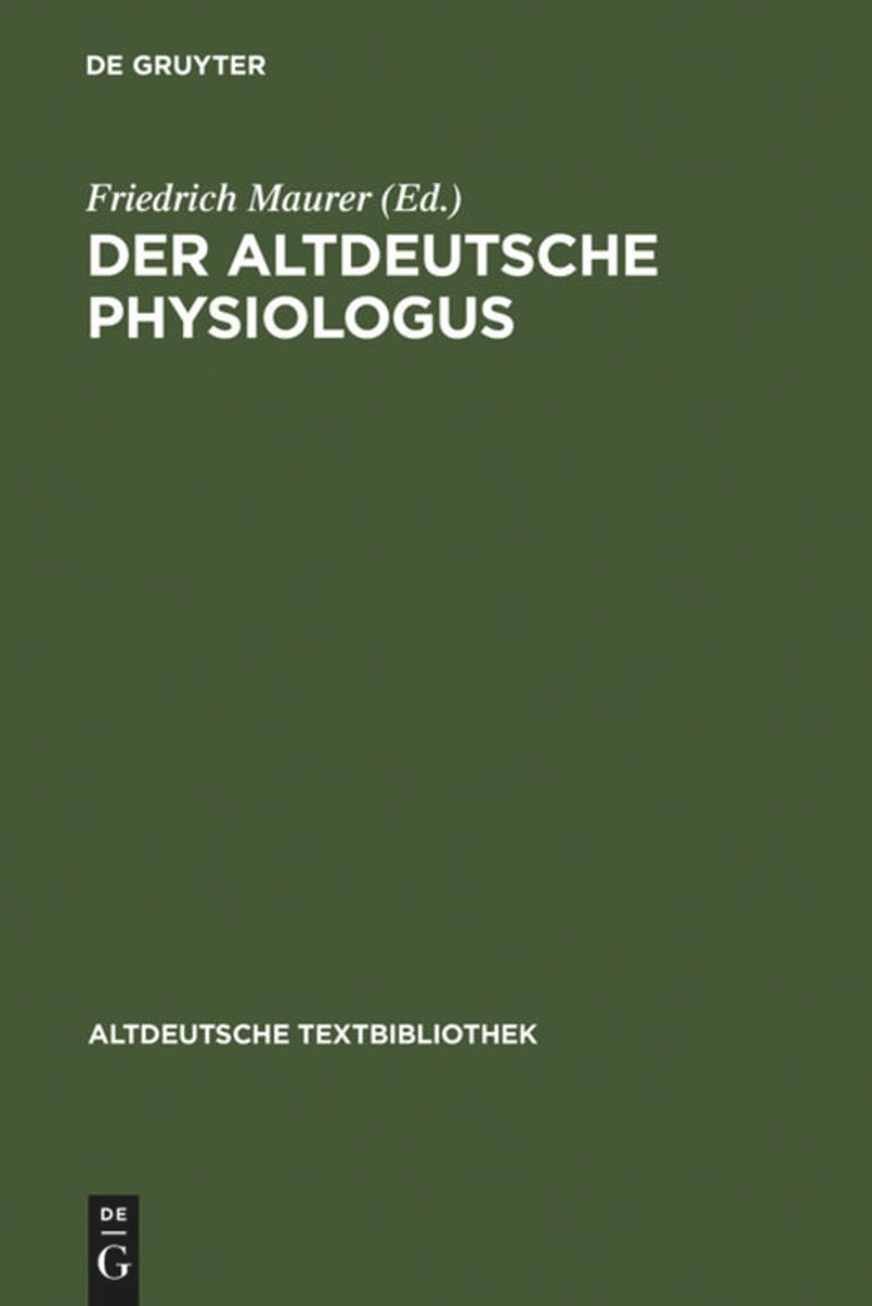 book: Der altdeutsche Physiologus