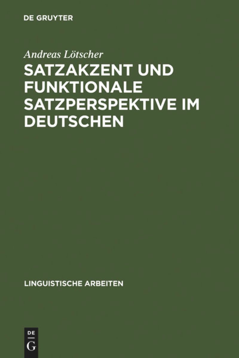 book: Satzakzent und Funktionale Satzperspektive im Deutschen