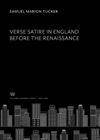 Verse Satire in England Before the Renaissance