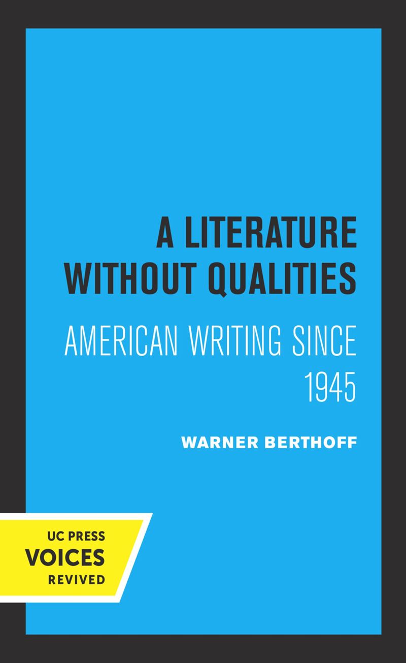 book: A Literature Without Qualities