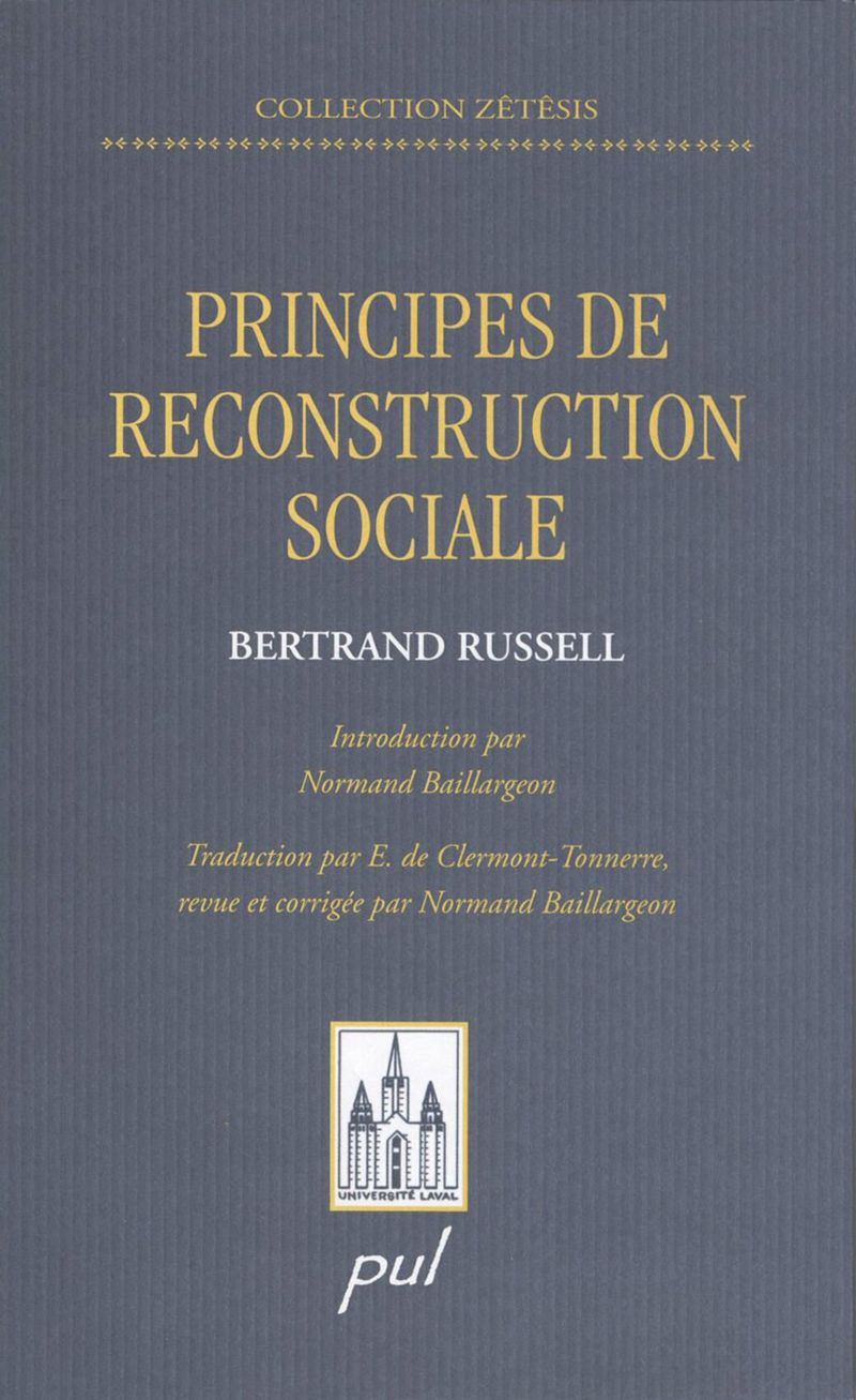 book: Principes de reconstruction sociale