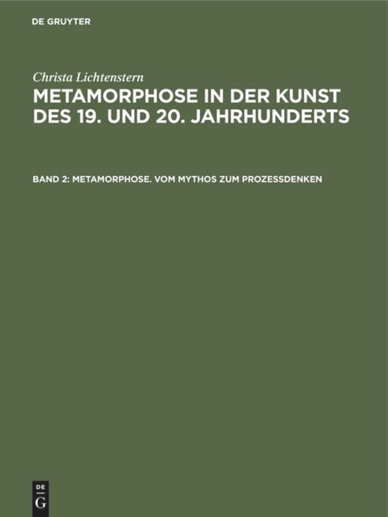 book: Band 2 Metamorphose. Vom Mythos zum Prozeßdenken
