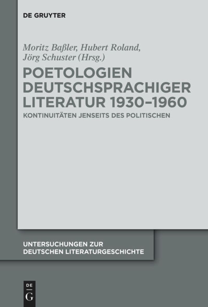 book: Poetologien deutschsprachiger Literatur 1930-1960