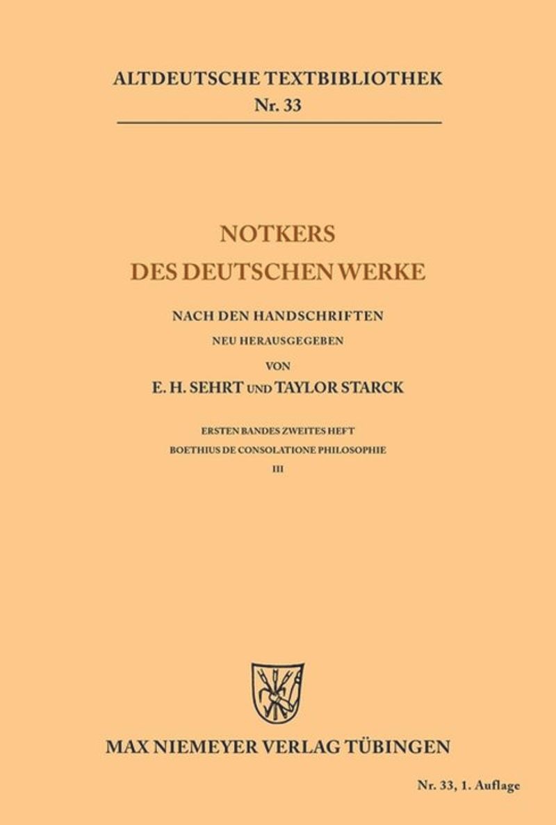 book: Notkers des Deutschen Werke