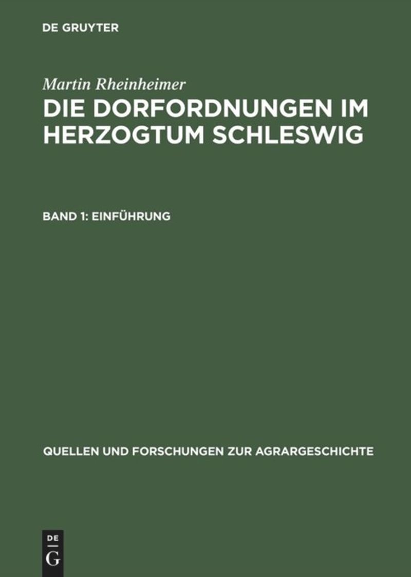 book: Die Dorfordnungen im Herzogtum Schleswig