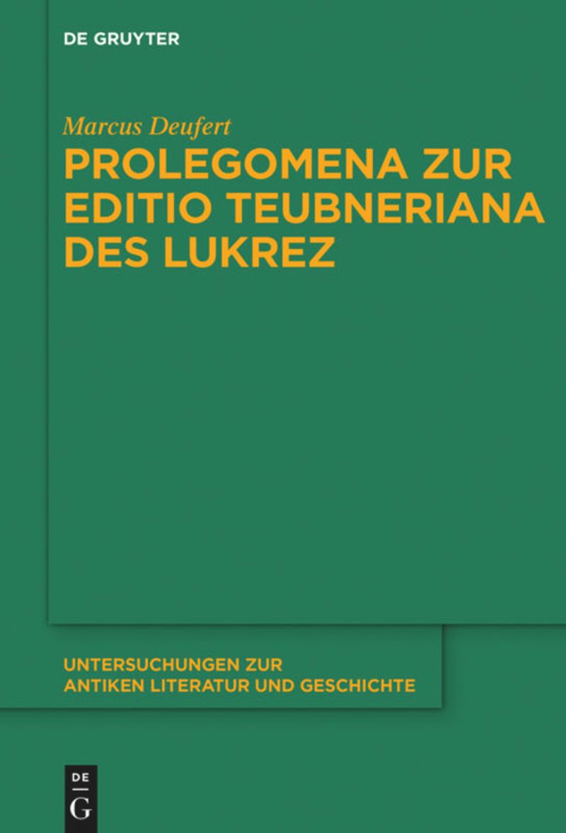 book: Prolegomena zur Editio Teubneriana des Lukrez