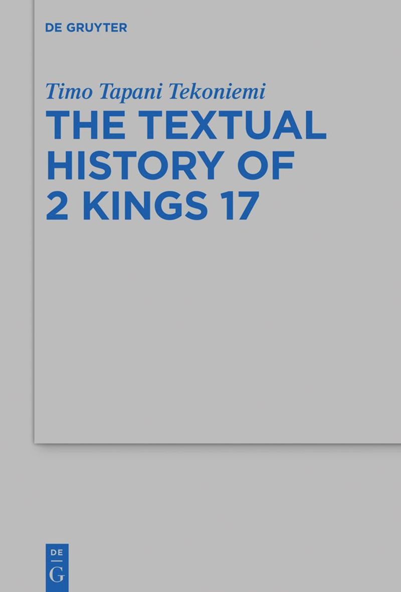 book: The Textual History of 2 Kings 17