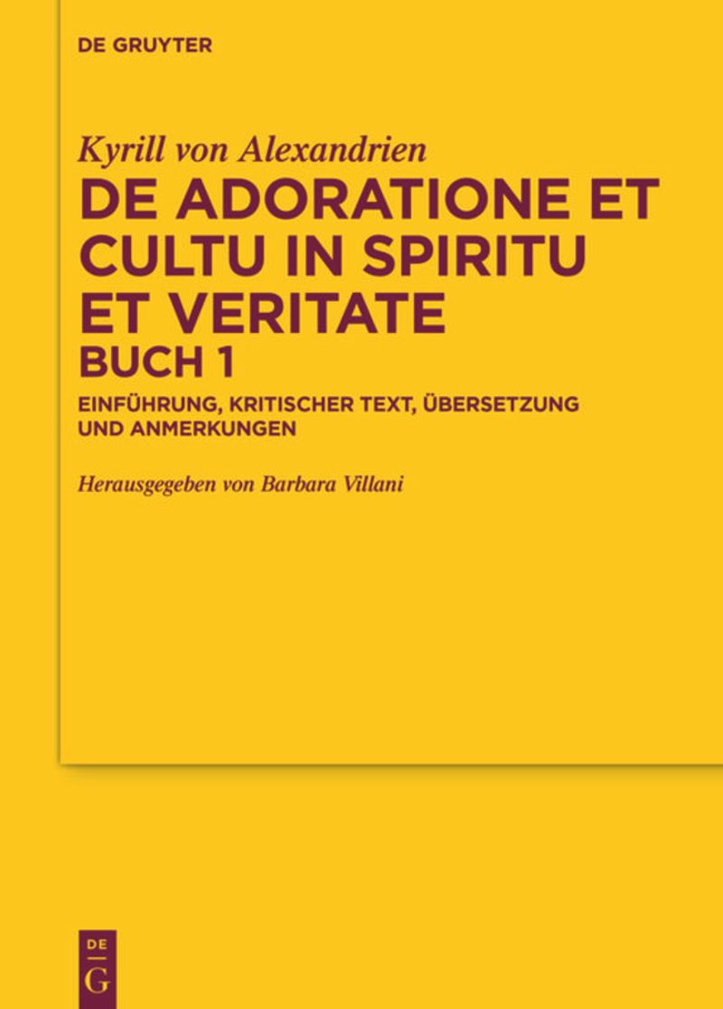 book: De adoratione et cultu in spiritu et veritate, 
Buch 1