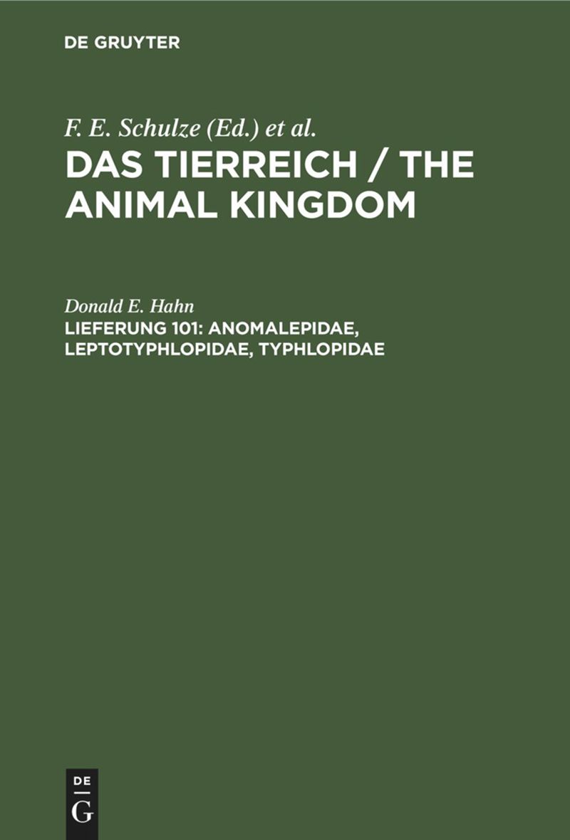 book: Lieferung 101 Anomalepidae, Leptotyphlopidae, Typhlopidae