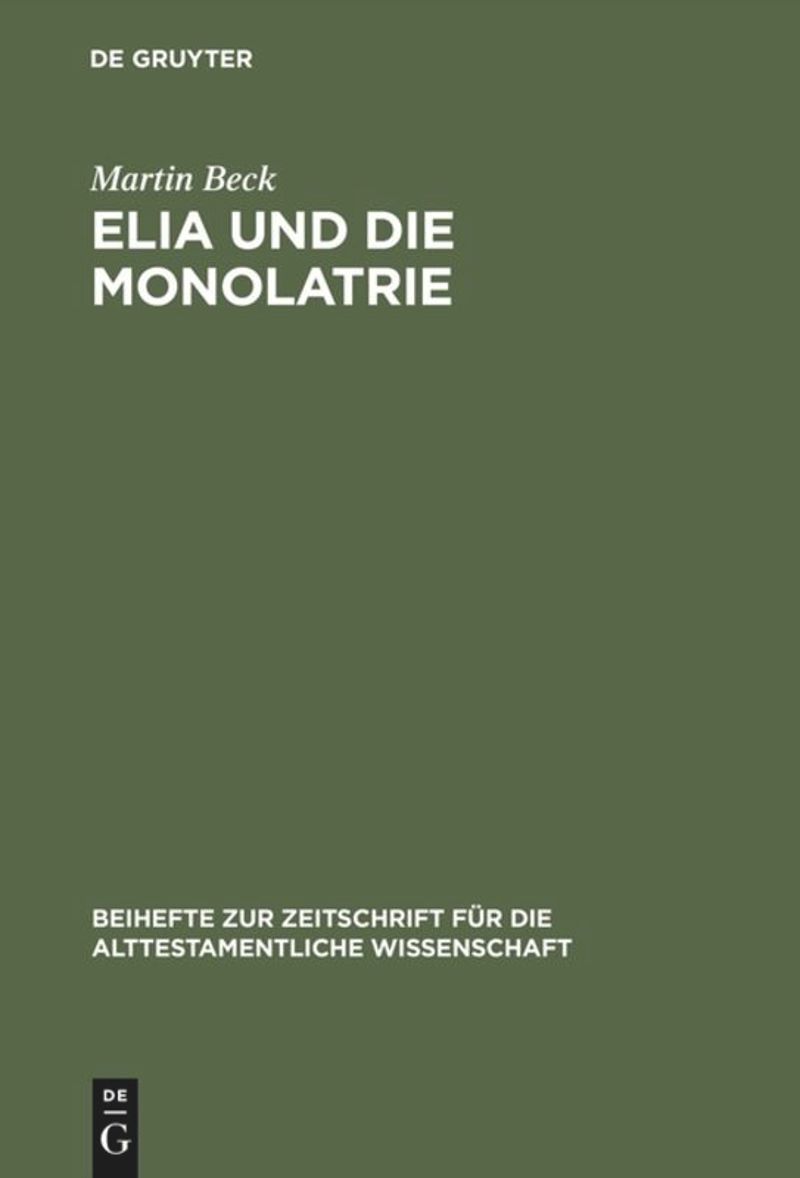 book: Elia und die Monolatrie