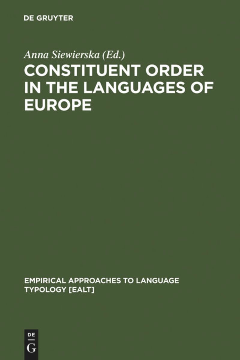 book: 1 Constituent Order in the Languages of Europe