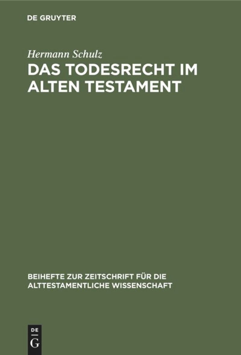 book: Das Todesrecht im Alten Testament