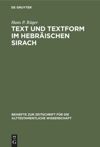 book: Text und Textform im hebräischen Sirach