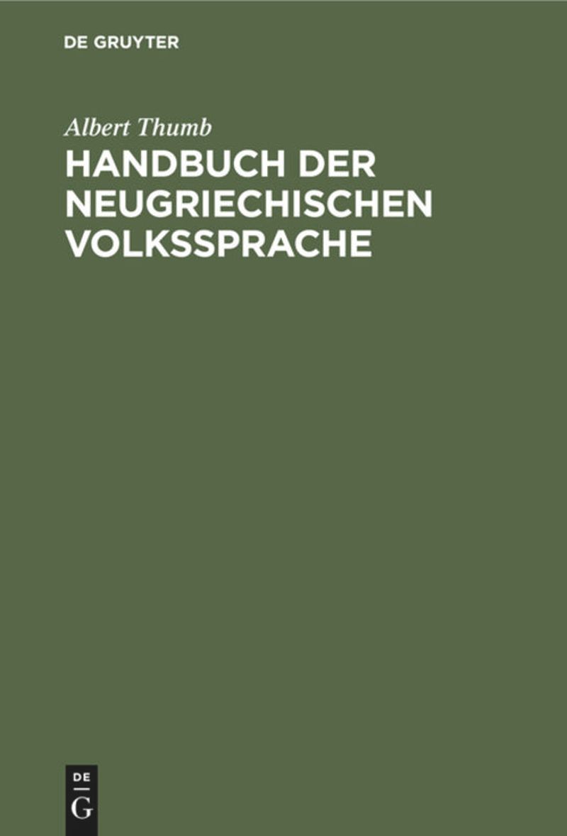 book: Handbuch der neugriechischen Volkssprache