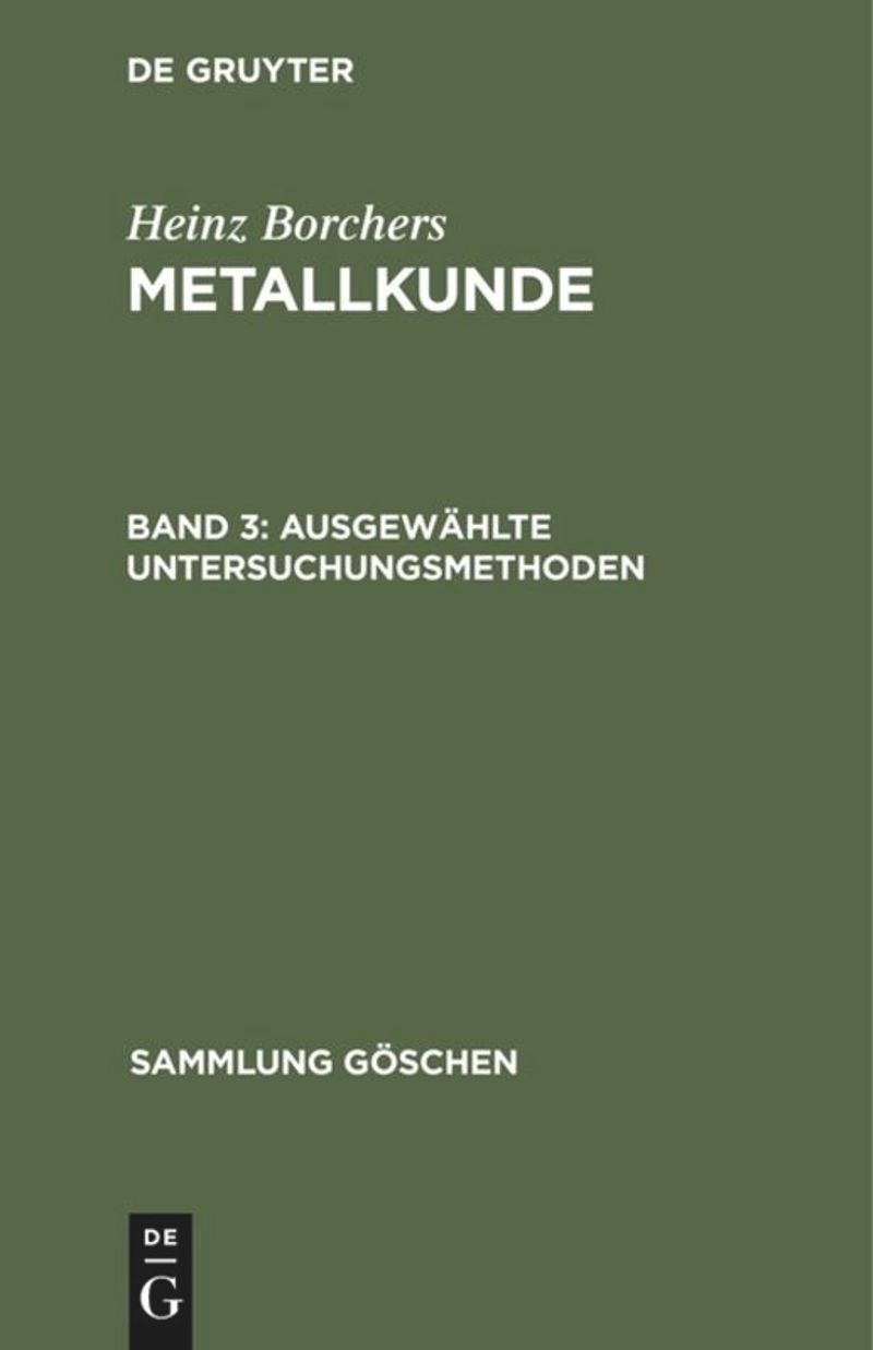 book: Band 3 Ausgewählte Untersuchungsmethoden