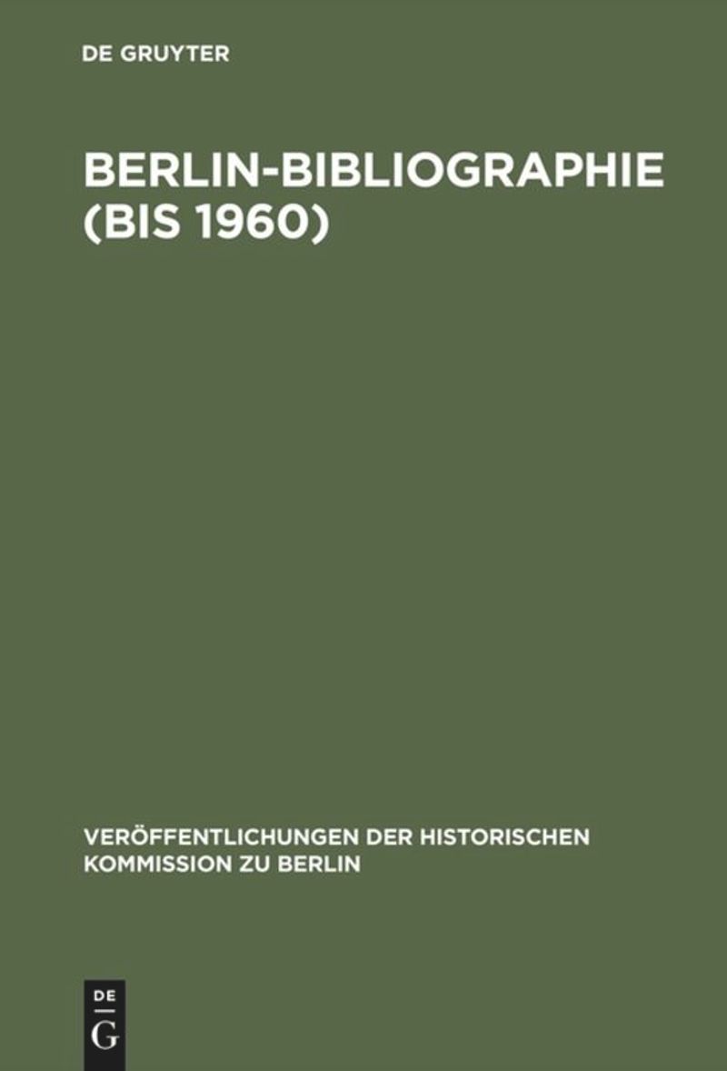 book: Berlin-Bibliographie (bis 1960)