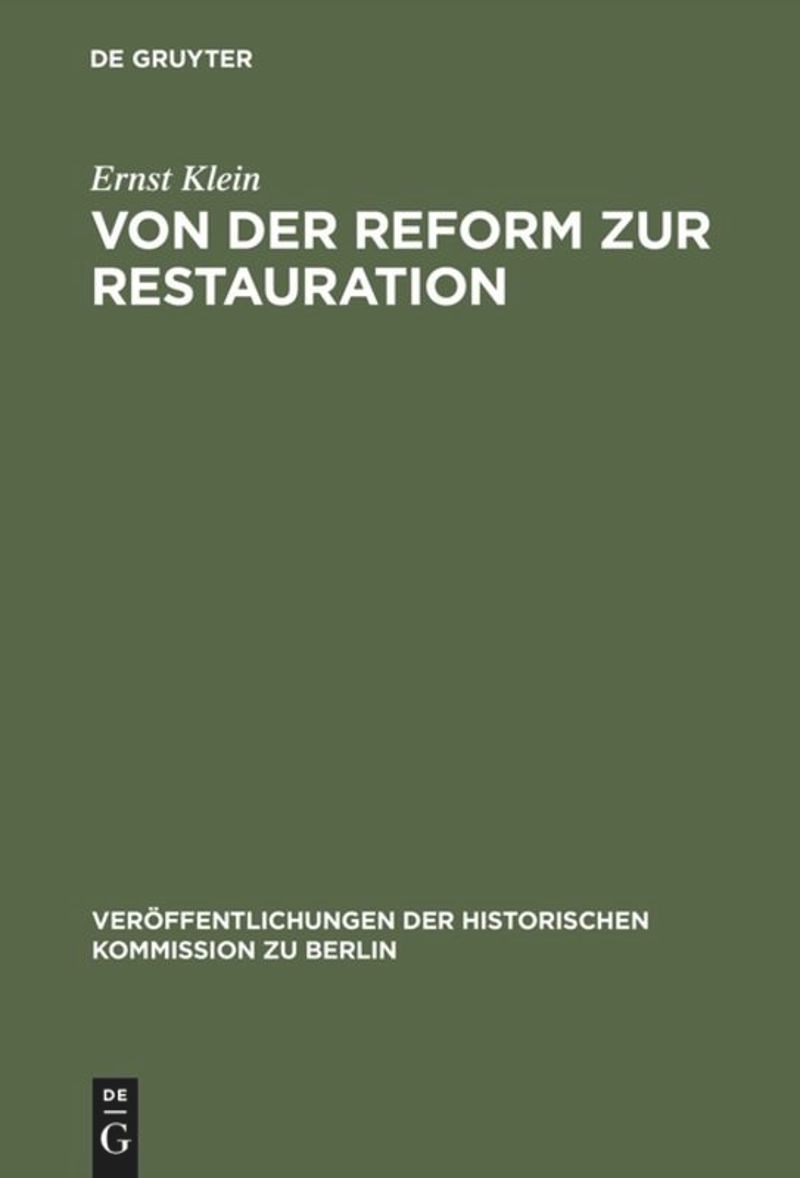 book: Von der Reform zur Restauration