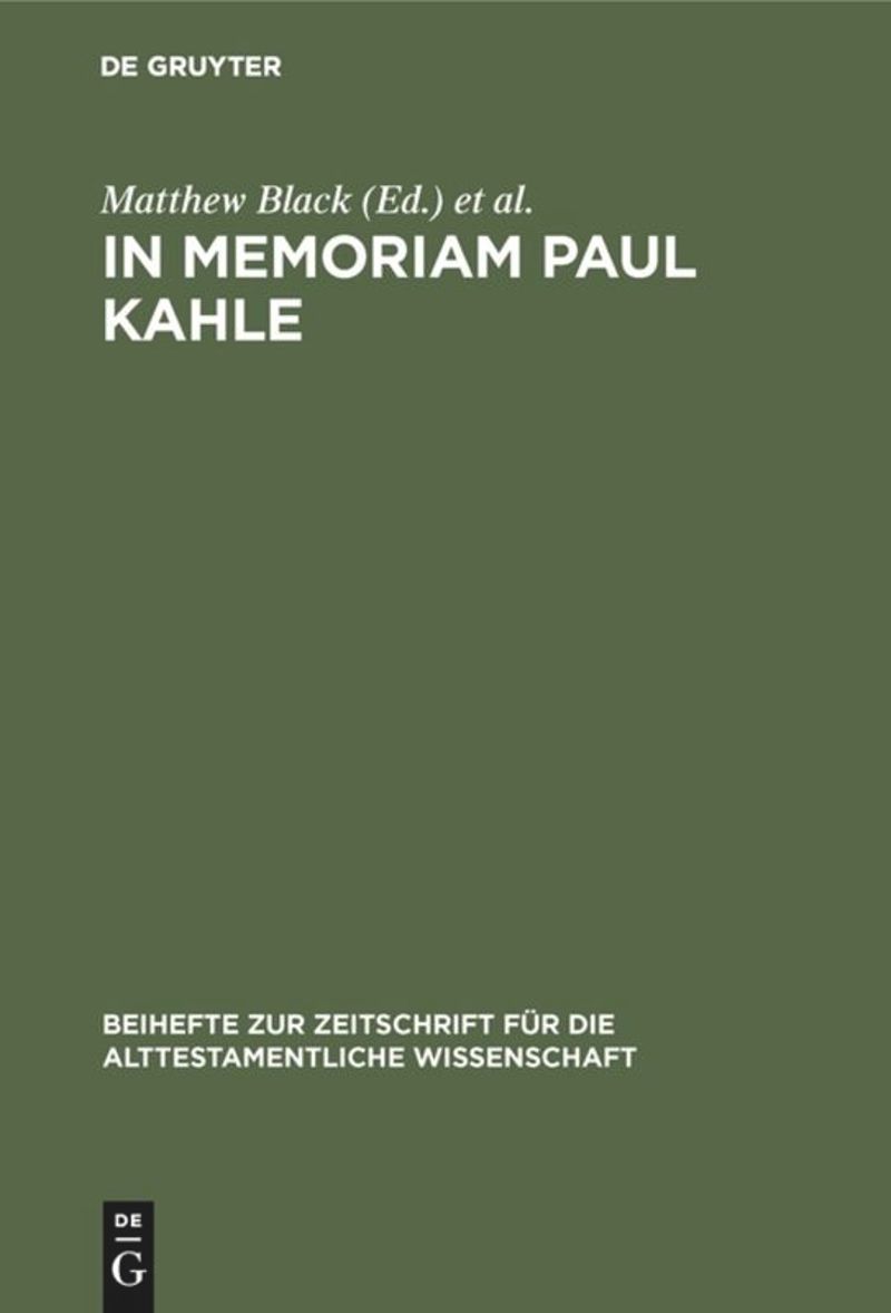 book: In Memoriam Paul Kahle