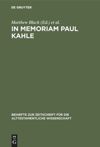 book: In Memoriam Paul Kahle