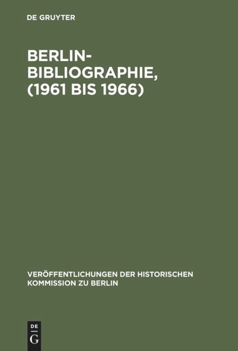 book: Berlin-Bibliographie, (1961 bis 1966)