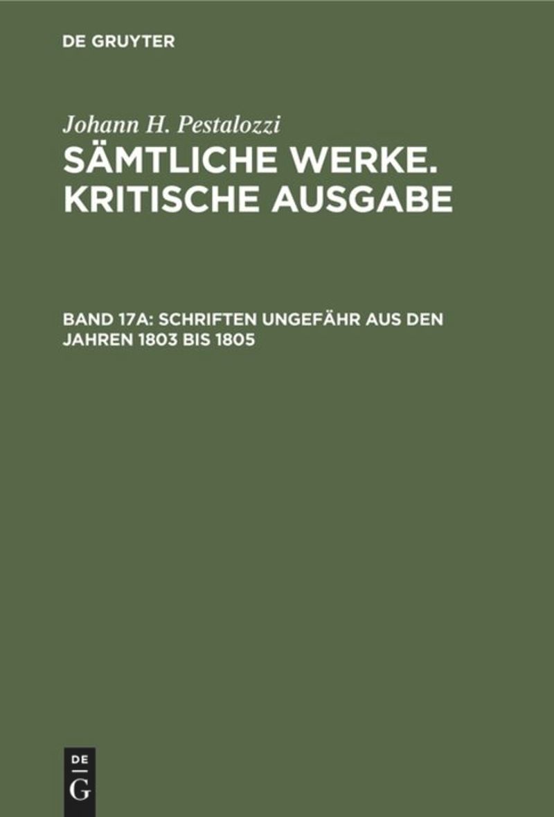 book: Band 17A Schriften ungefähr aus den Jahren 1803 bis 1805