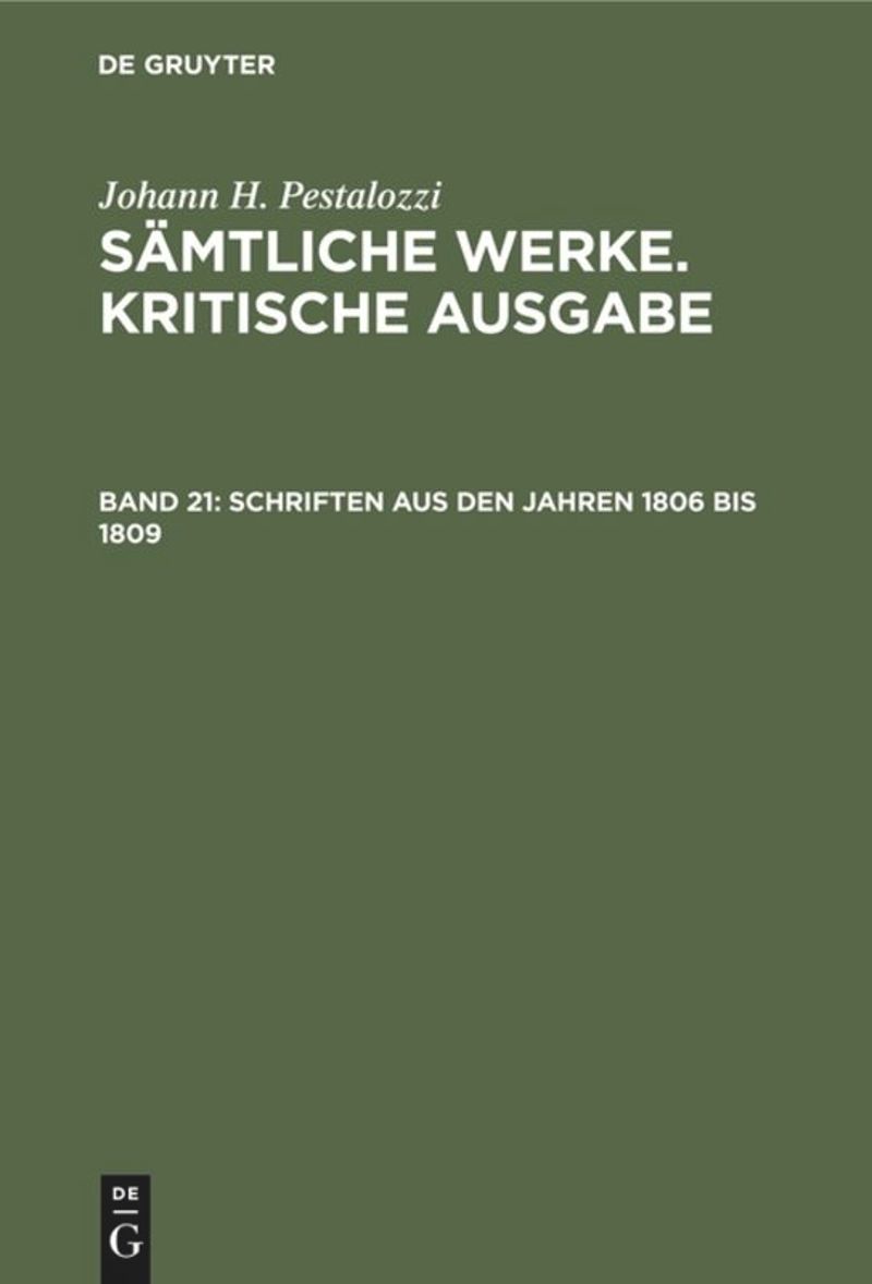 book: Band 21 Schriften aus den Jahren 1806 bis 1809