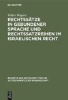 book: Rechtssätze in gebundener Sprache und Rechtssatzreihen im israelischen Recht