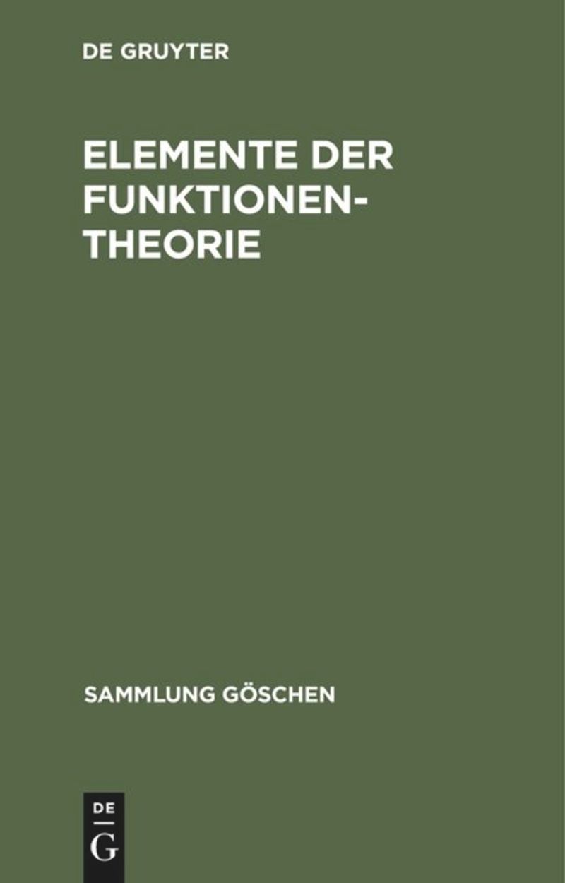 book: Elemente der Funktionentheorie