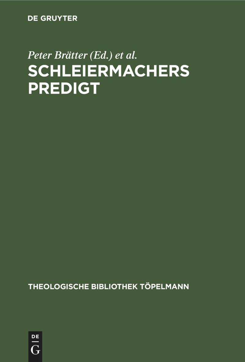 book: Schleiermachers Predigt