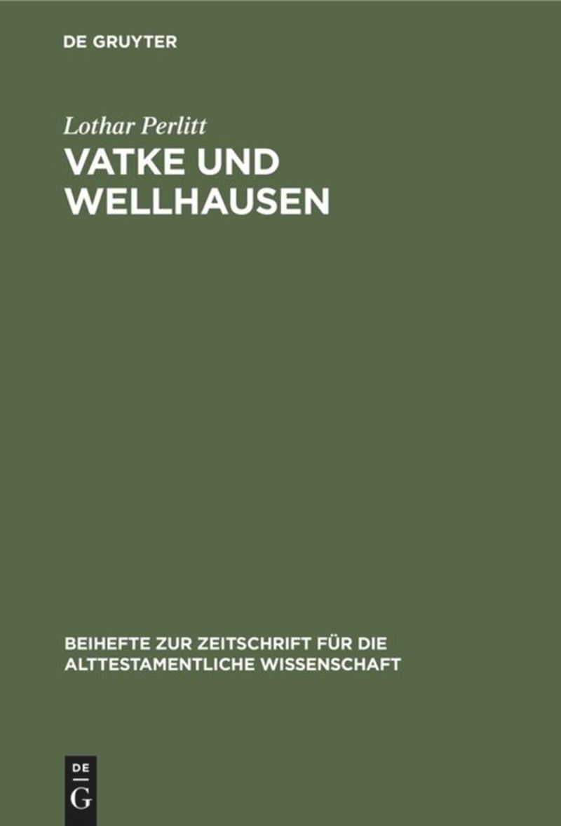 book: Vatke und Wellhausen