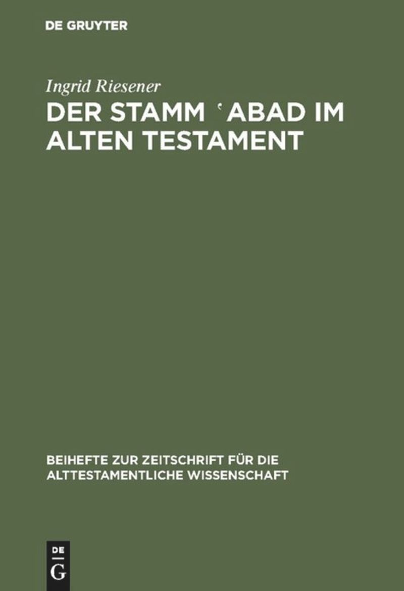 book: Der Stamm ‛abad im Alten Testament