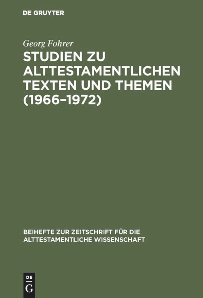 book: Studien zu alttestamentlichen Texten und Themen (1966–1972)