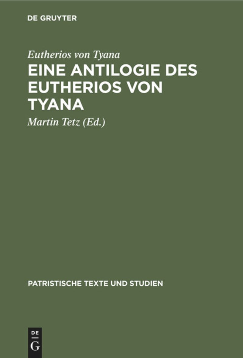 book: Eine Antilogie des Eutherios von Tyana