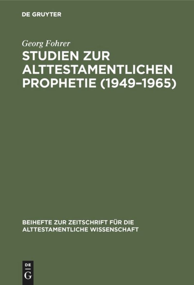 book: Studien zur alttestamentlichen Prophetie (1949–1965)