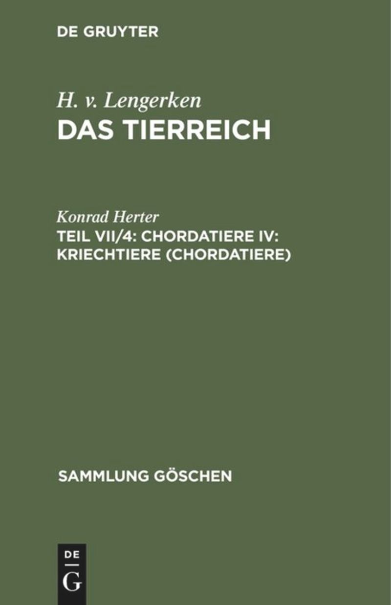 book: Teil VII/4 Chordatiere IV: Kriechtiere (Chordatiere)