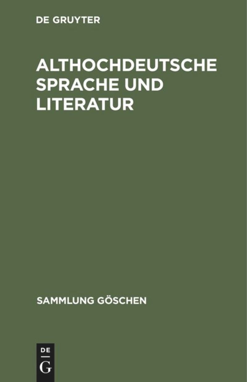 book: Althochdeutsche Sprache und Literatur